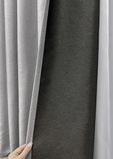 Комплект готовых штор VR-Textil Блэкаут двусторонний Eclipsе № 1792ш Серый 150х270 см 2 шт (33-0769) Киев - изображение 8