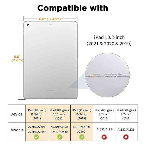 Чохол для iPad 10.2 9/8/7 поколінь EasyAcc ультратонкий PU шкіра та матовий PC павичиний синій підставка 2 положення Київ