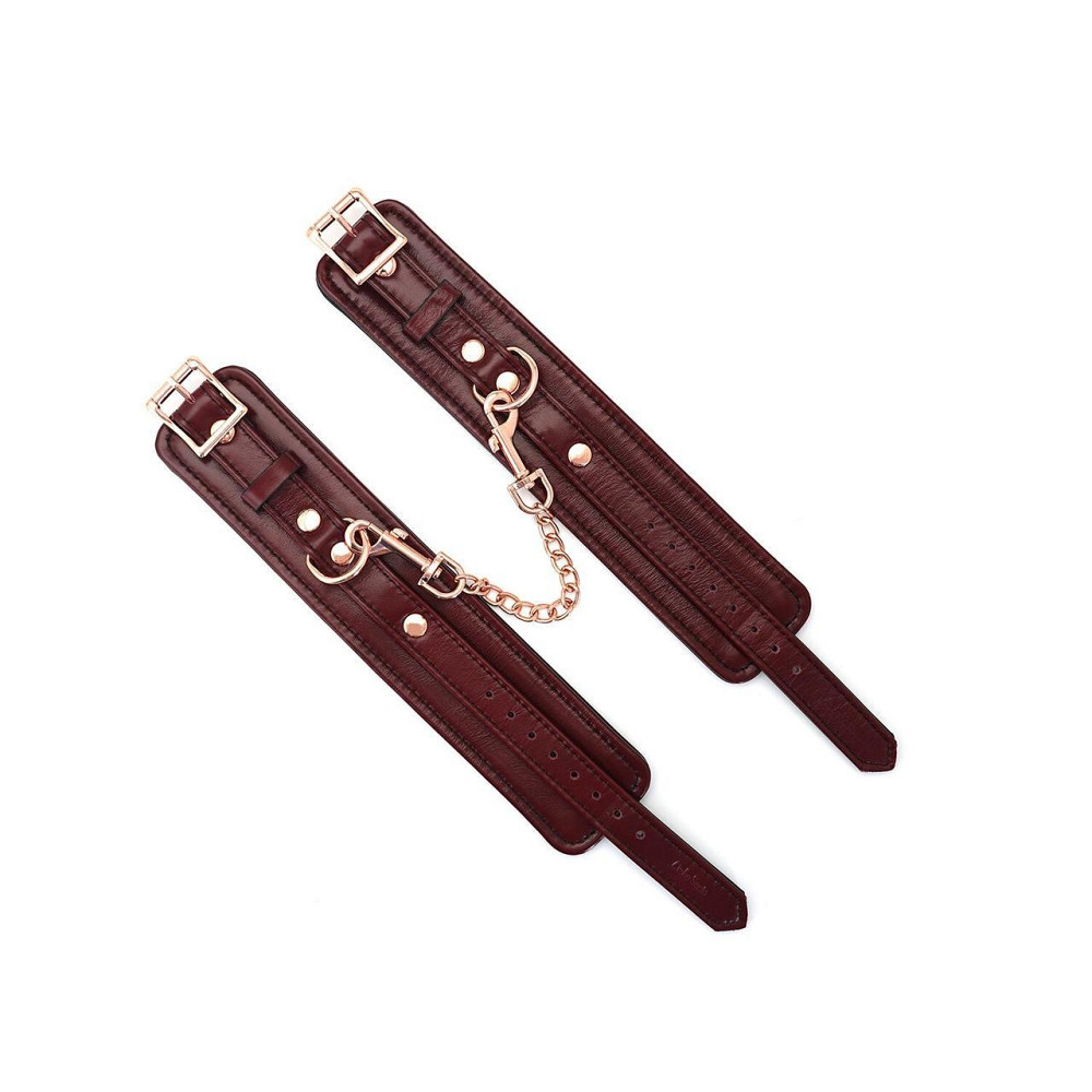 Шкіряні поножі Liebe Seele Wine Red Ankle Cuffs, знімний ланцюжок-кріплення Sex Aura Київ - фото 8