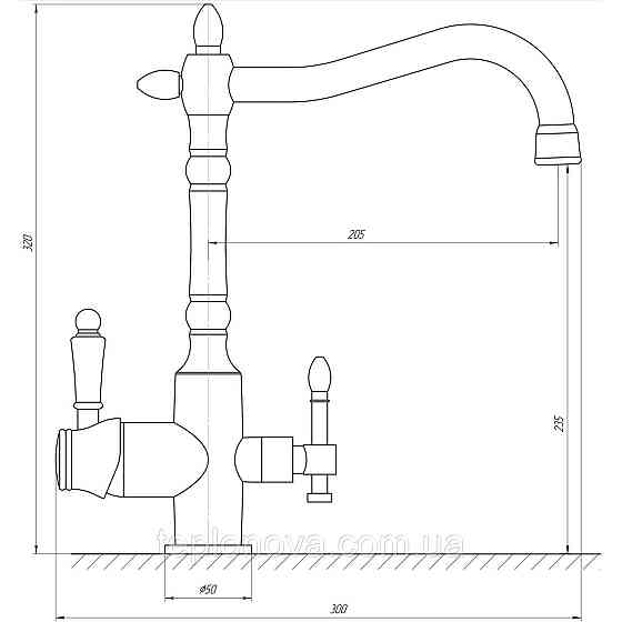 Смеситель для кухни под осмос Globus Lux LAZER GLLR-1000-1-ONIX Черновцы