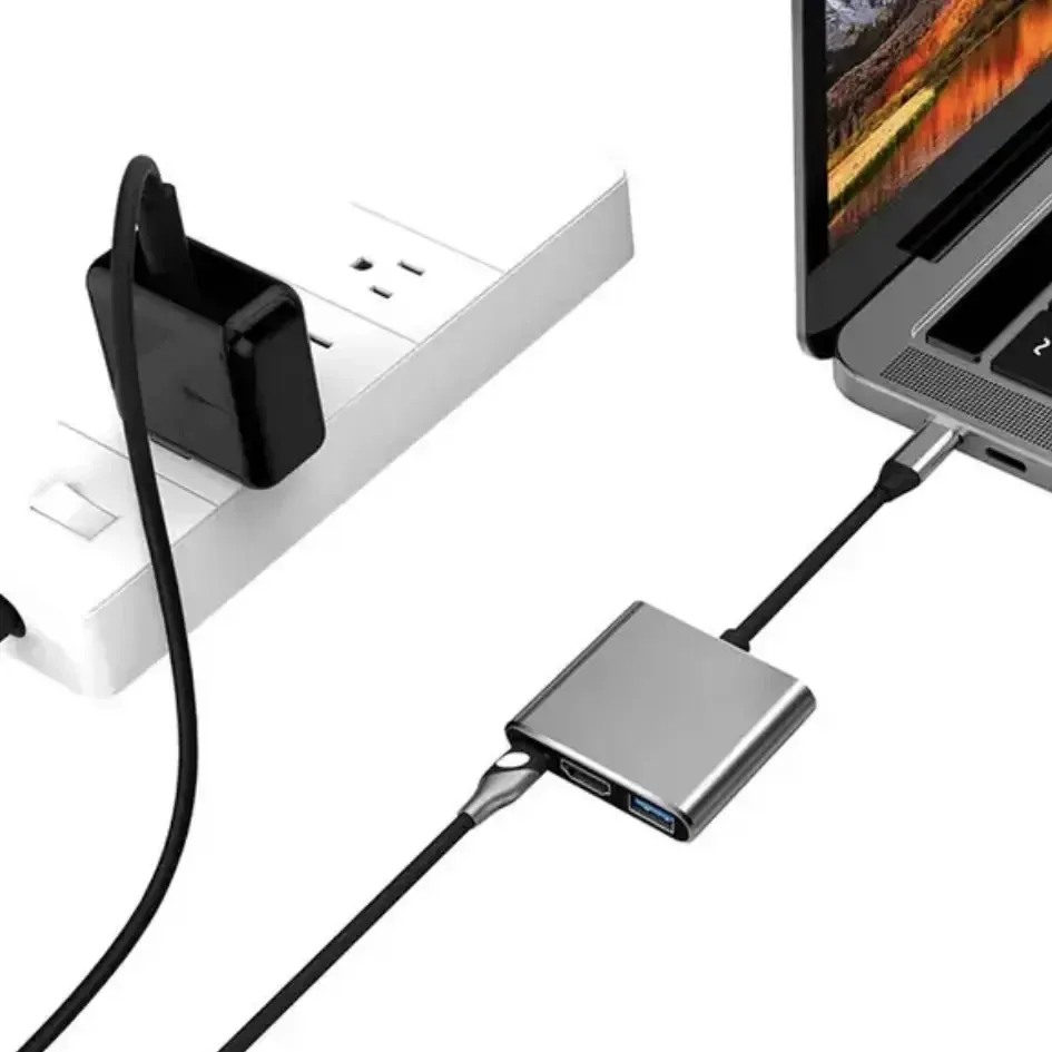 Перехідник адаптер 3в1 із Type-C на HDMI, USB, USB-C / Конвертер Full HD, 1080p, 4K, 2K, UHD Коломия - фото 3