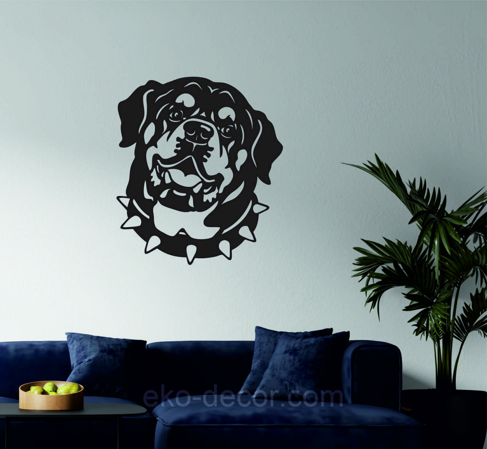 Декоративне настінне Панно  «Ротвейлер» , Декор на стіну 90*80 см, Чорний Київ - фото 4