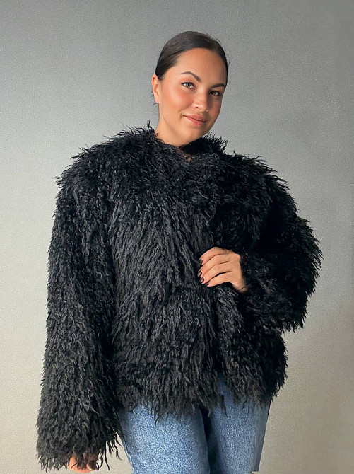 Шуба жіноча Lady Yep 10051 штучне хутро під ламу коротка чорна, чорний, L Київ - фото 4