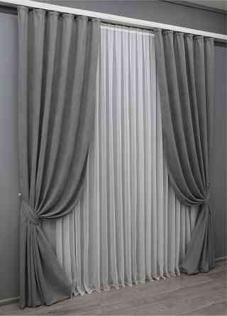 Комплект готових штор VR-Textil Мікровелюр Petek № 1485ш Сірий 100х270 см 2 шт (31-0031) Київ