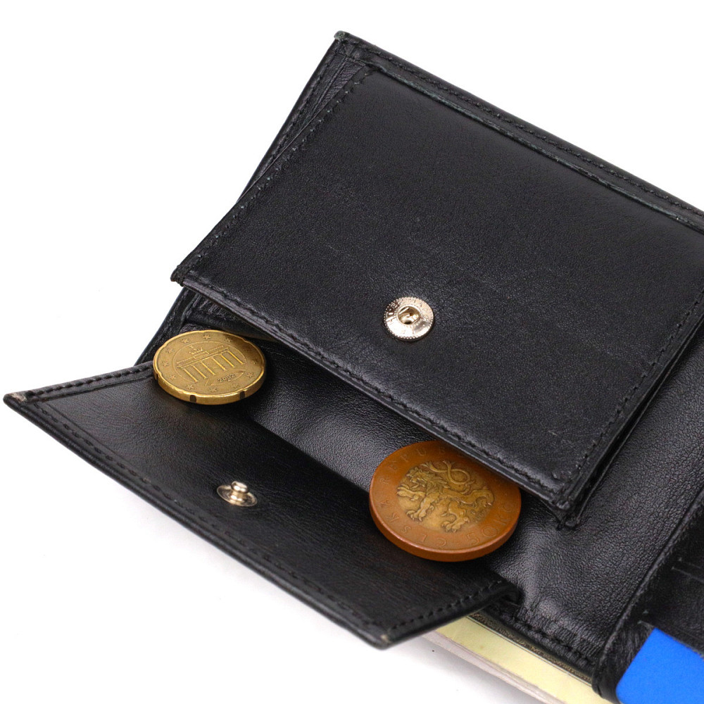 Классическое мужское портмоне из натуральной гладкой кожи CANPELLINI 21786 Черное Киев - изображение 7