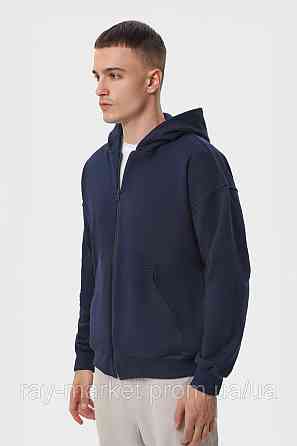 Худі на блискавці чоловіче базове RAY PREMIUM LOOSE темно-синє (U0409M-Navy Blue) 3XL Київ