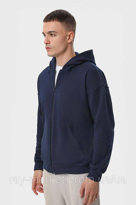 Худі на блискавці чоловіче базове RAY PREMIUM LOOSE темно-синє (U0409M-Navy Blue) 3XL Київ - фото 2