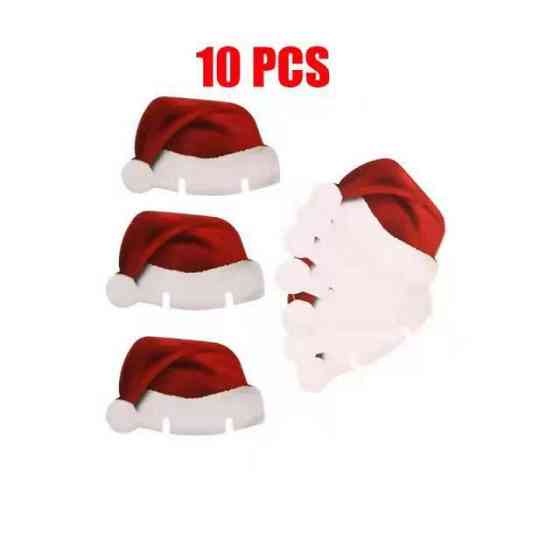 Украшение бокалов на новый год Шапки 10штук 60 на 35 мм красно-белый Киев