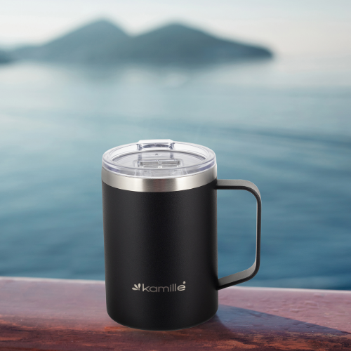 Термочашка 360мл з покриттям "soft-touch" нержавіюча сталь чорний KAMILLE 2159 Житомир - фото 6