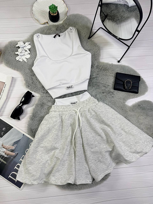 Жіночий стильний повсякденний літній костюм двонитка, натуральний еластичний мікродайвінг Меланж, 42/44 Одеса - фото 3