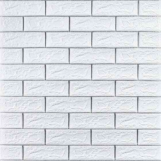 Самоклеющаяся 3D панель 700х770х5мм Белый кирпич полоска серебро (100-5) SW-00000753 Киев