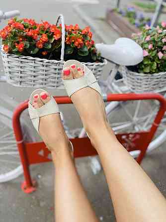 Ника Балетки жіночі бежеві з натуральної шкіри з відкритим носком VSN Ніка весна-літо / Модні б Коломия