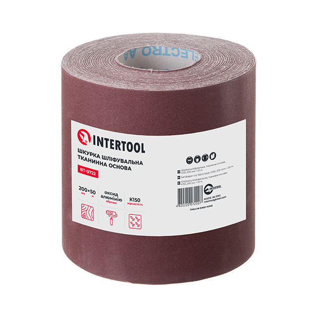 Шкурка шлифовальная, тканевая основа, К150, 200 мм × 50 м INTERTOOL BT-0722 Киев - изображение 2