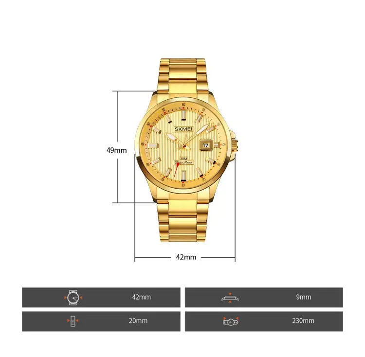 Чоловічий наручний годинник Skmei 1654 (Золотистий на сталевому браслеті) Вінниця - фото 8