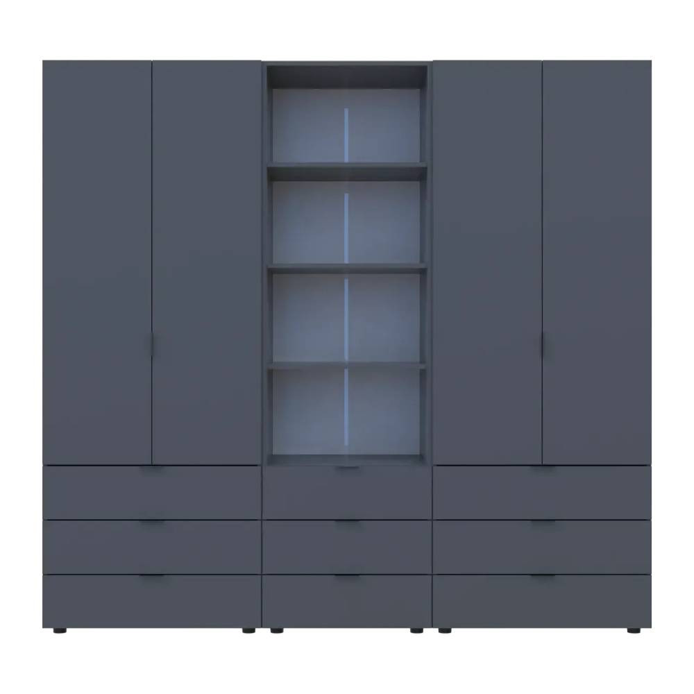 Шафа для одягу Doros Гелар Графіт 2+2ДСП з пеналом 215х49.5х203.4 (DRS-011916) Дніпро - фото 5