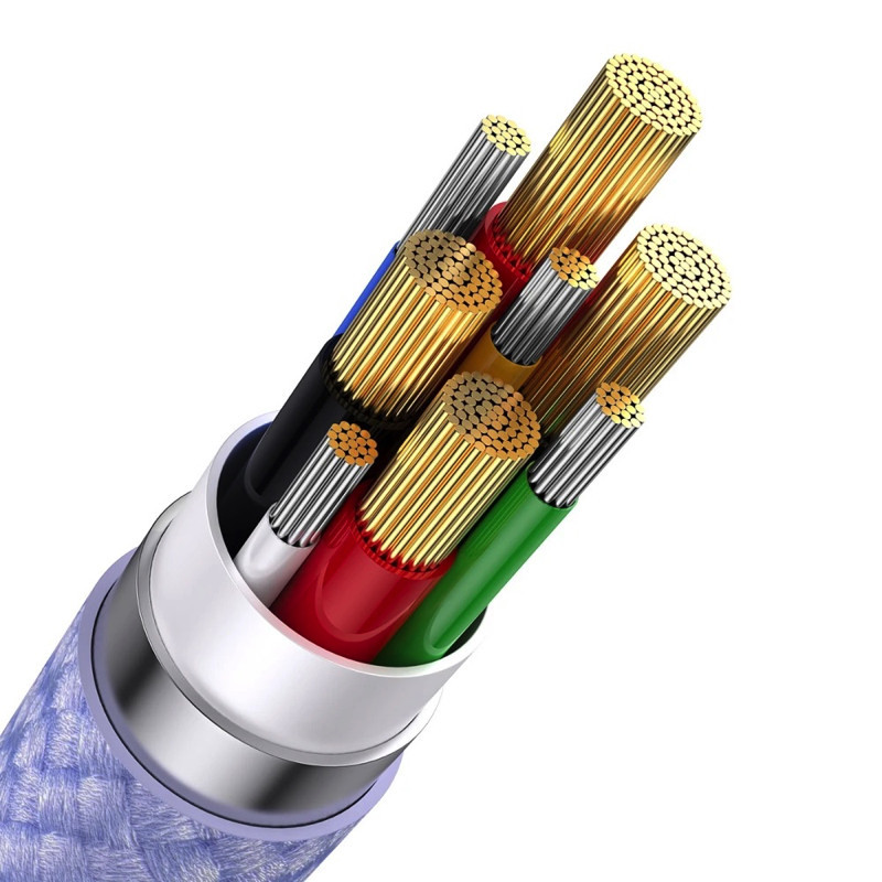 Кабель Baseus Flash Series II Two-for-three Charging Cable U+C to M+L+C 100W 1.2m Purple CASS030105 Одесса - изображение 7