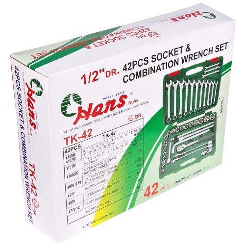 Набір торцевих головок 1/2" 8-32мм и комбінованих ключів 42 пр. (TK-42) HANS Одеса - фото 8