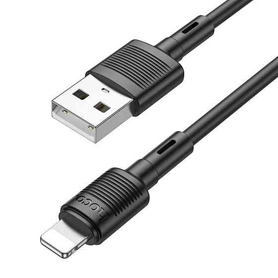 Кабель HOCO X83 USB - Lightning 2.4A, 1m, PVC, PVC конектори, колір чорний 6931474770868 Одеса