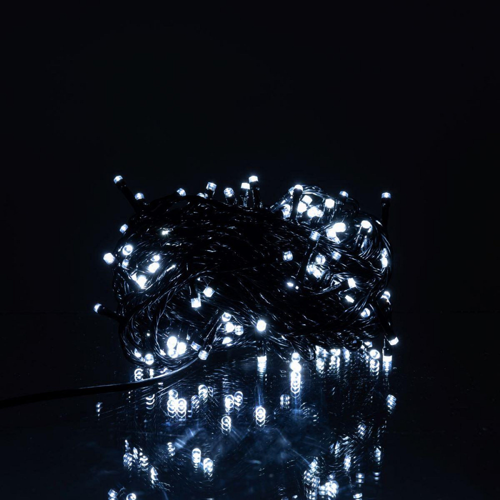 Новорічна гірлянда кімнатна нитка 18 м 180 LED кімнатна гірлянда чорний провід Біле світло W180LED18MBW Київ - фото 4