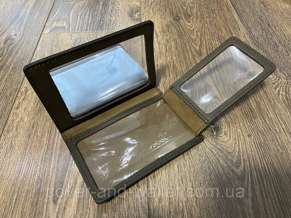 Кожаная обложка на водительское удостоверение с файлами коричневого цвета PS Leather Киев - изображение 1
