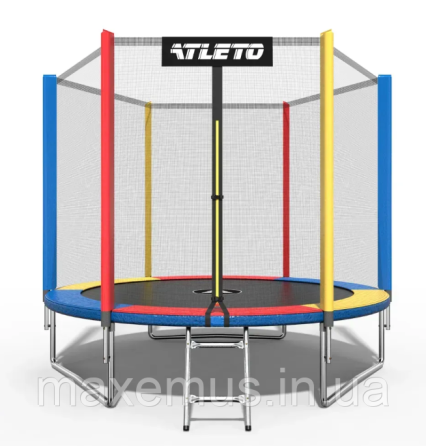 Детский батут Atleto 312 см с защитной сеткой батут для детей разноцветный Мостиська