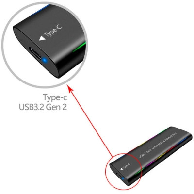 Карман внешний Dynamode M.2 SSD NVMe/SATA combo USB3.2 GEN2 Type-C aluminium black (DM-CAD-SSD10) Винница - изображение 5