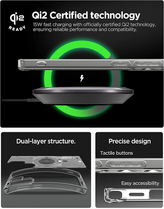 Чехол Spigen Ultra Hybrid MagFit для Galaxy S25 Ultra прозрачный магнитный Qi2 сертифицированный Neo One Киев - изображение 3