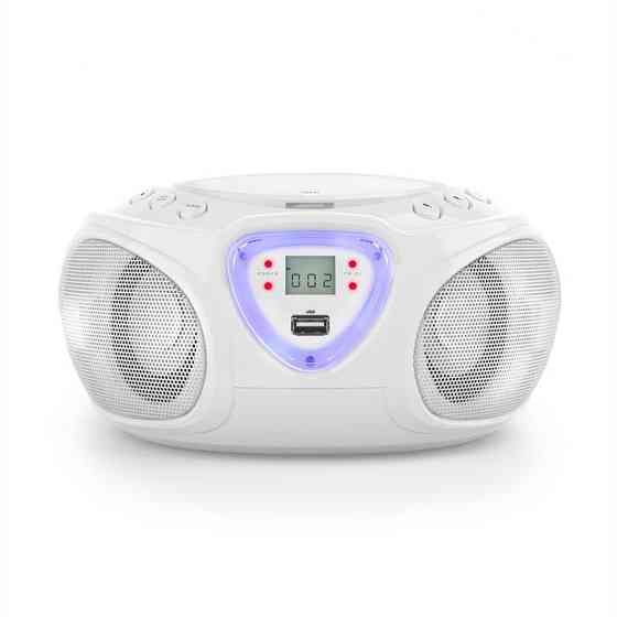 Roadie CD Boombox FM Radio Light Show CD Player Bluetooth 5.0 White (Германия, читать описание) Рівне