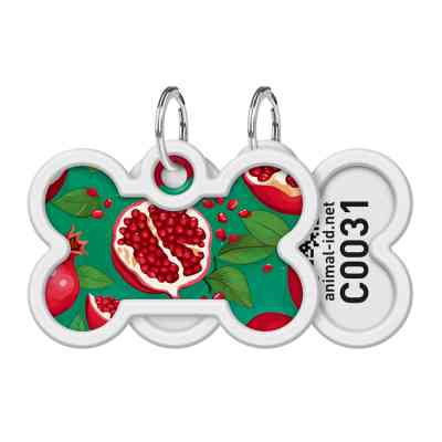 Адресник для тварин WAUDOG Smart ID з QR паспортом "Гранати", кістка 40х28 мм (231-4052) Вінниця