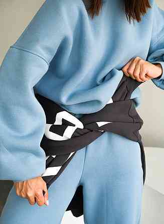 Женский стильный повседневный костюм Chicago с двойным капюшоном Голубой, 48/50 Одесса