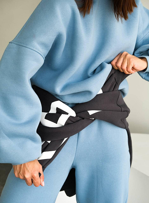 Женский стильный повседневный костюм Chicago с двойным капюшоном Голубой, 48/50 Одесса - изображение 6