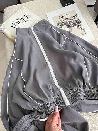 Женский стильный трендовый костюм двойка купра Серый, 42/44 Одесса