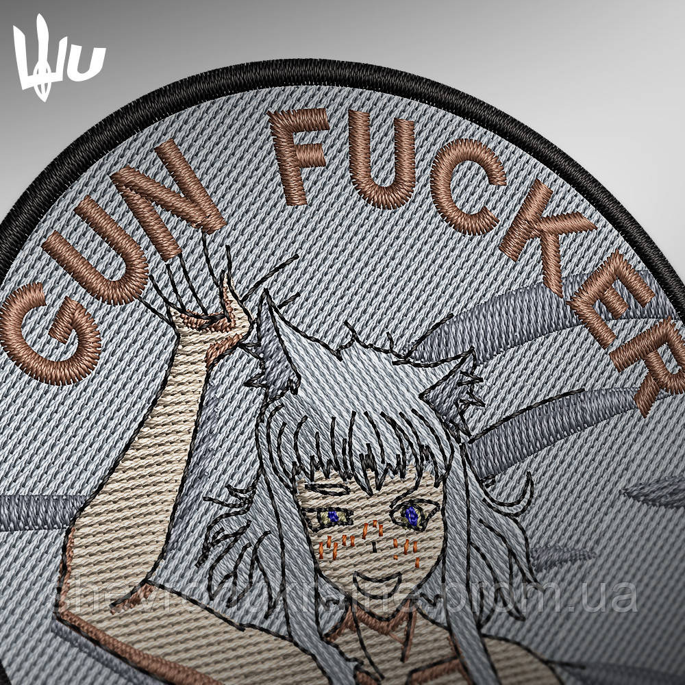 Шеврон под заказ GUN FU*KER (Срок изготовки 3-5 дней. На липучке) Размер 8см в диаметре Киев - изображение 2