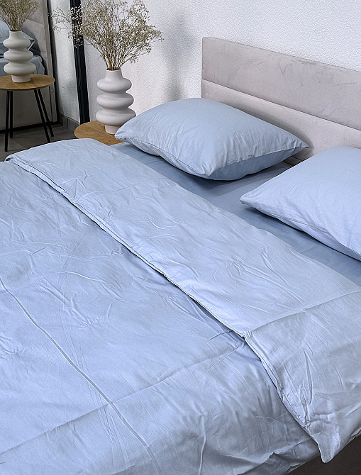 Ecotton Підковдра на блискавці Ecotton полуторний 150х215 см сатин із бавовни однотонний блакит Коломыя - изображение 3