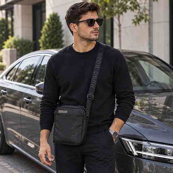 Брендовая мужская борсетка, сумка на плечо Hugo Boss (E-08) Киев