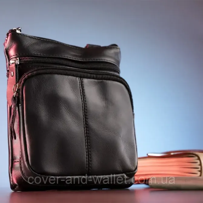 Маленькая вертикальная мужская сумка из натуральной кожи PS Leather Киев - изображение 9
