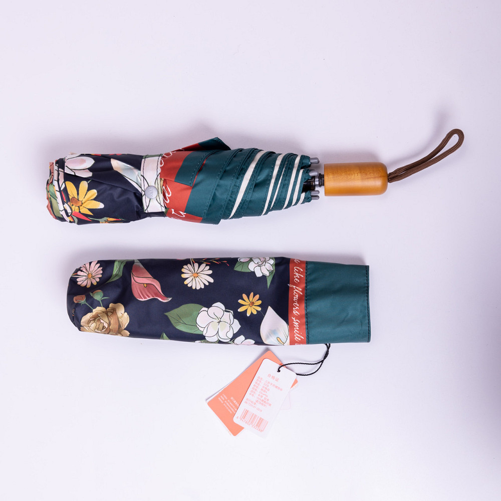 Парасолька механічна елегантна з принтом міцна надійна з поліестеру діаметр 99 см Чорний HP-23-15B Київ - фото 6