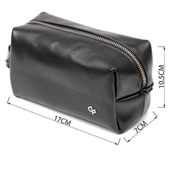 Шкіряна чоловіча косметичка GRANDE PELLE 11415 Чорний Київ