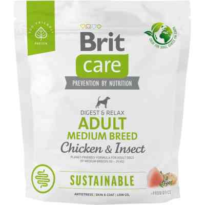 Сухий корм для собак Brit Care Dog Sustainable Adult Medium Breed з куркою та комахами 1 кг (8595602558704) Вінниця