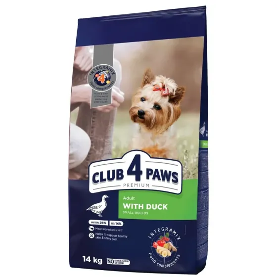 Повнораціонний сухий корм для дорослих собак CLUB 4 PAWS (Клуб 4 Лапи) Преміум для малих порід з качкою, 14 кг Вінниця