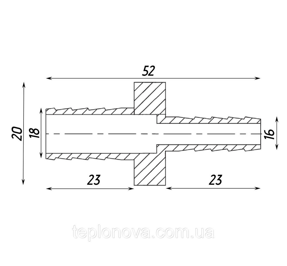 Трубка соединительная прямая редукционная никелированная 18мм х 16мм штампованная А05314А(нк) VA Черновцы - изображение 2