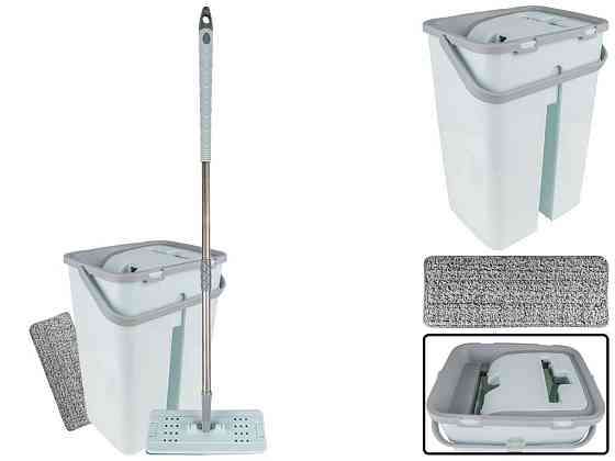 Набір "Максі" швабра-полотер, телескопічна ручка, мікрофібра + відро з віджимом 12л Харків