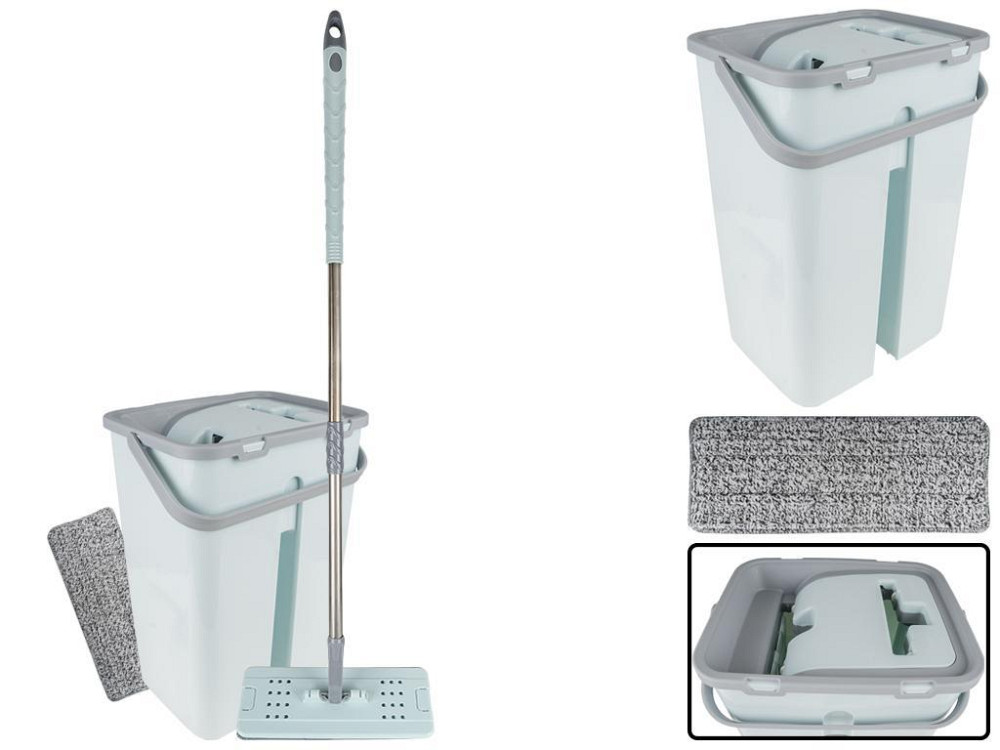 Набір "Максі" швабра-полотер, телескопічна ручка, мікрофібра + відро з віджимом 12л Харків - фото 1