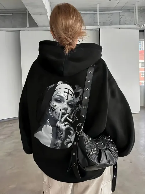 Худі жіноче, світшот чорний, модна толстовка 2700265407 розмір 42 Дніпро - фото 1