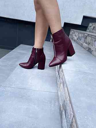 Жіночі черевики демісезонні кольору марсала з натуральної шкіри весна-осінь каблук 9 см. 36р. 3 Коломия