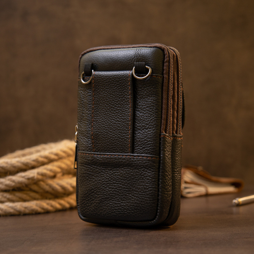 Сумка унисекс на пояс на два отделения Vintage 20427 Коричневая Киев - изображение 2