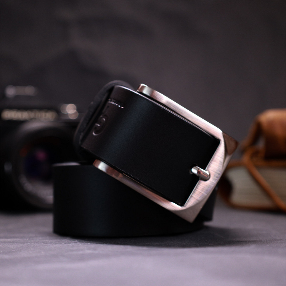 Брючный ремень для мужчин из натуральной кожи GRANDE PELLE 11674 Черный Киев - изображение 9