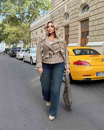 Жіноча стильна повсякденна куртка з екошкіри Бежевий, 46/48 Одеса