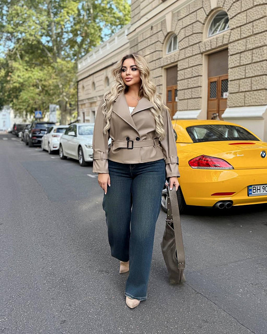 Жіноча стильна повсякденна куртка з екошкіри Бежевий, 46/48 Одеса - фото 3