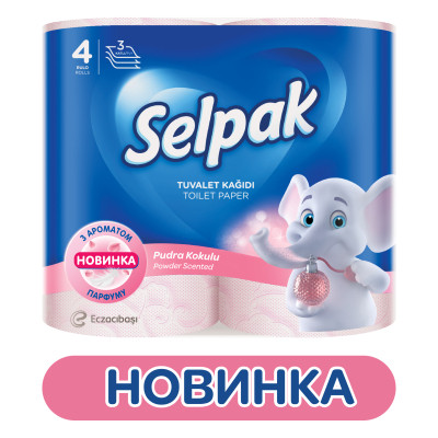 Туалетная бумага Selpak Perfumed Пудра 3 слоя 4 рулона (8690530065482) Винница - изображение 2